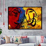 Abstract Art Couple Face Colorful Framed Art Prints Wall Decor, Painting Art, Framed Picture
