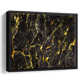 Abstract Black Marble Ink Painted Gold, Abstract Painting Framed Canvas Prints Wall Art Decor, Black Floating Frame