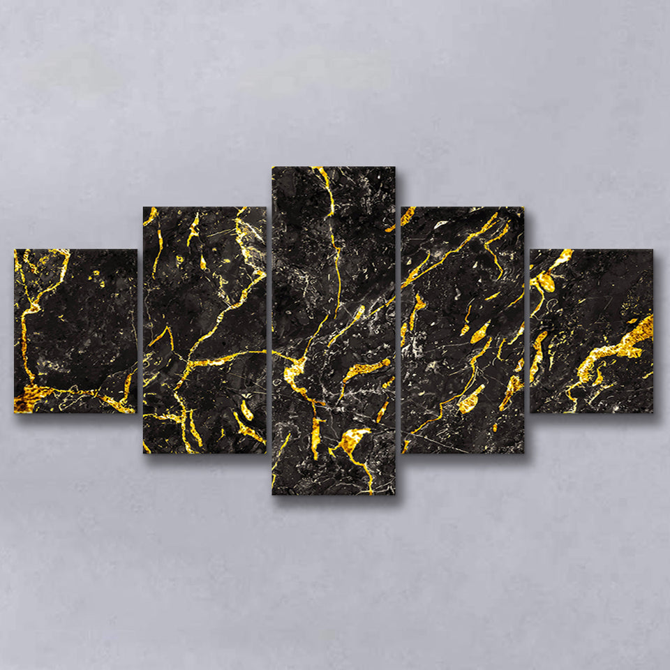 Abstract Black Marble Ink Painted Gold, Abstract Painting Multi Panels,Canvas Prints Wall Art Home Decor