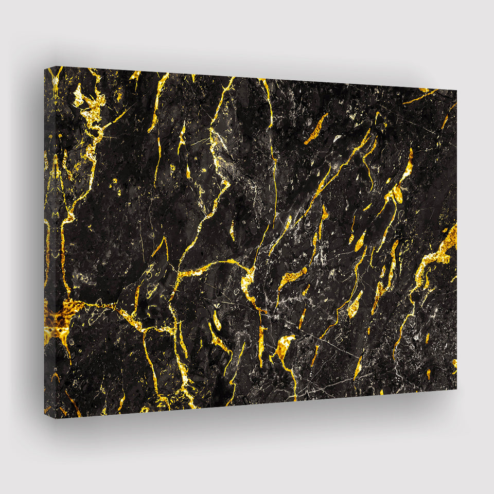 Abstract Black Marble Ink Painted Gold, Abstract Painting Canvas Prints Wall Art Decor - Painting Canvas, Ready to hang