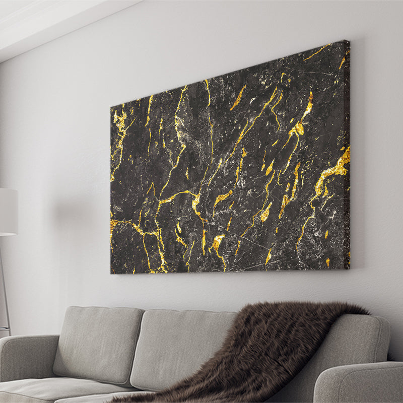 Abstract Black Marble Ink Painted Gold, Abstract Painting Canvas Prints Wall Art Decor - Painting Canvas, Ready to hang