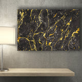 Abstract Black Marble Ink Painted Gold, Abstract Painting Canvas Prints Wall Art Decor - Painting Canvas, Ready to hang
