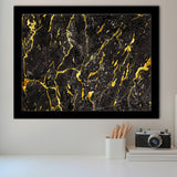 Abstract Black Marble Ink Painted Gold, Abstract Painting Framed Art Prints Wall Art Decor,Black Frame, Ready to hang