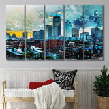 Abstract Boston 5 Piece B Canvas Prints Wall Art Decor, Multi Panels,Large Canvas, Home Decor