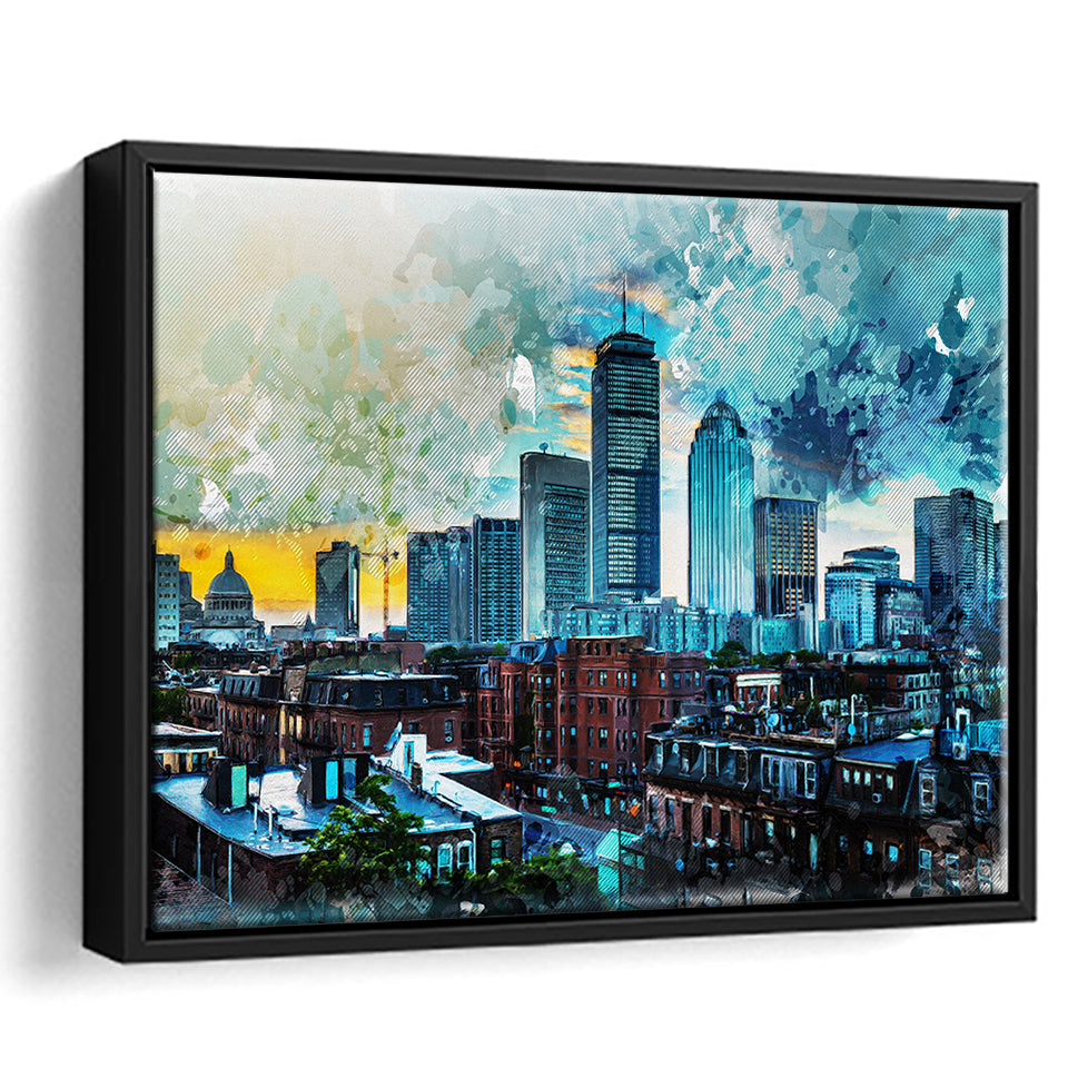 Abstract Boston Framed Canvas Prints Wall Art Decor - Painting Canvas, Framed Picture, Home Decor