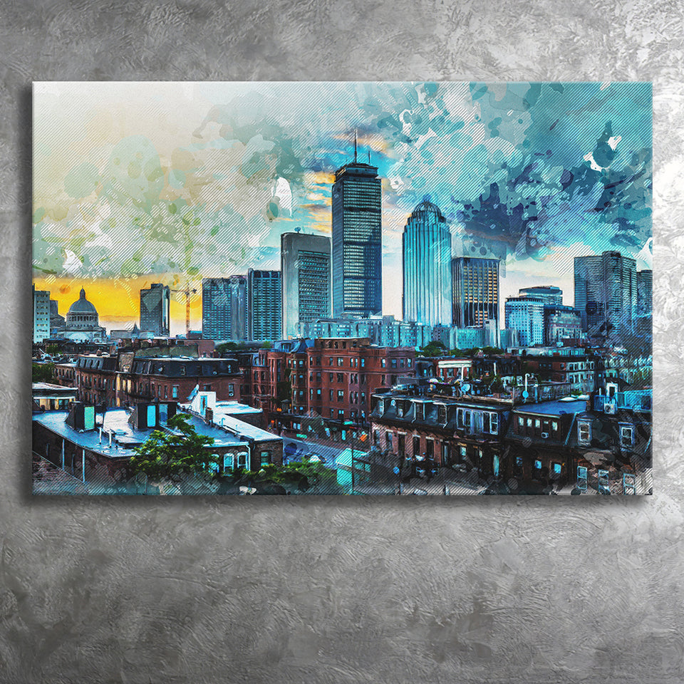 Abstract Boston Canvas Prints Wall Art Decor - Painting Canvas, Art Print, Home Decor, Ready to Hang