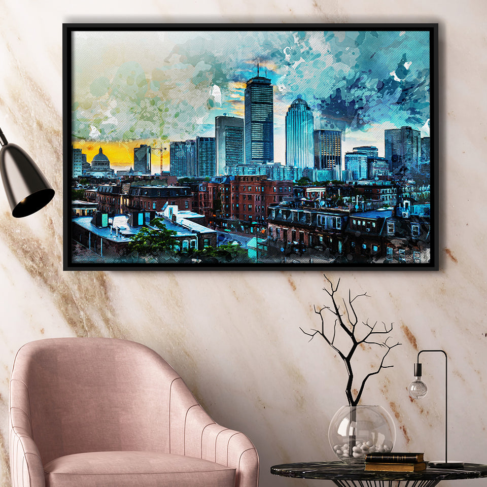Abstract Boston Framed Canvas Prints Wall Art Decor - Painting Canvas, Framed Picture, Home Decor