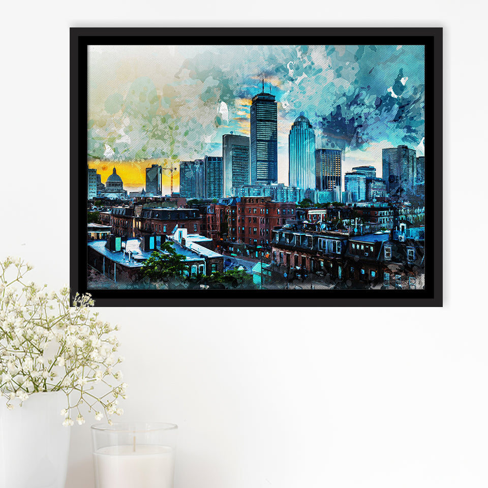 Abstract Boston Framed Canvas Prints Wall Art Decor - Painting Canvas, Framed Picture, Home Decor