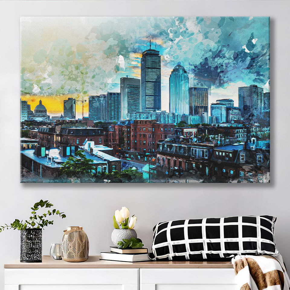 Abstract Boston Canvas Prints Wall Art Decor - Painting Canvas, Art Print, Home Decor, Ready to Hang