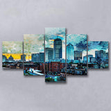 Abstract Boston 5 Pieces Canvas Prints Wall Art Decor - Painting Canvas, Mixed Canvas, Multi Panels