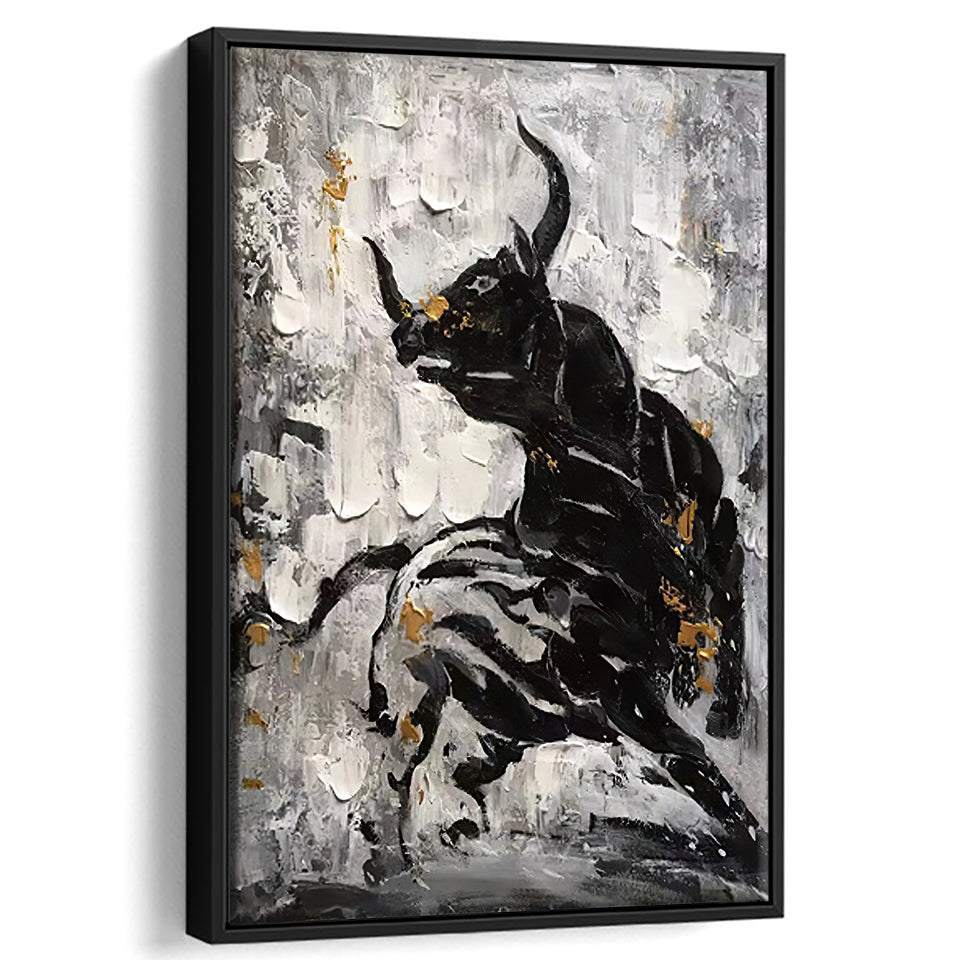 Abstract Bull Black and white Framed Canvas Prints Wall Art - Painting ...