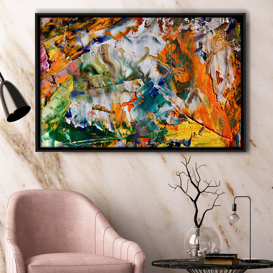 Abstract Canvas Art, Colorful Abstract Oil Painting Framed Canvas Prints Wall Art, Floating Frame, Large Canvas Home Decor