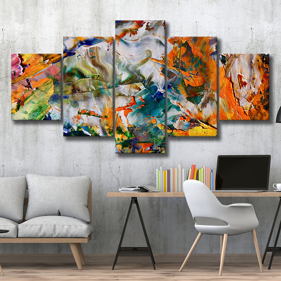 Abstract Canvas Art, Colorful Abstract Oil Painting, 5 Panel Canvas Prints Wall Art,Mixed Canvas, Large Canvas