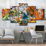 Abstract Canvas Art, Colorful Abstract Oil Painting, 5 Panel Canvas Prints Wall Art,Mixed Canvas, Large Canvas