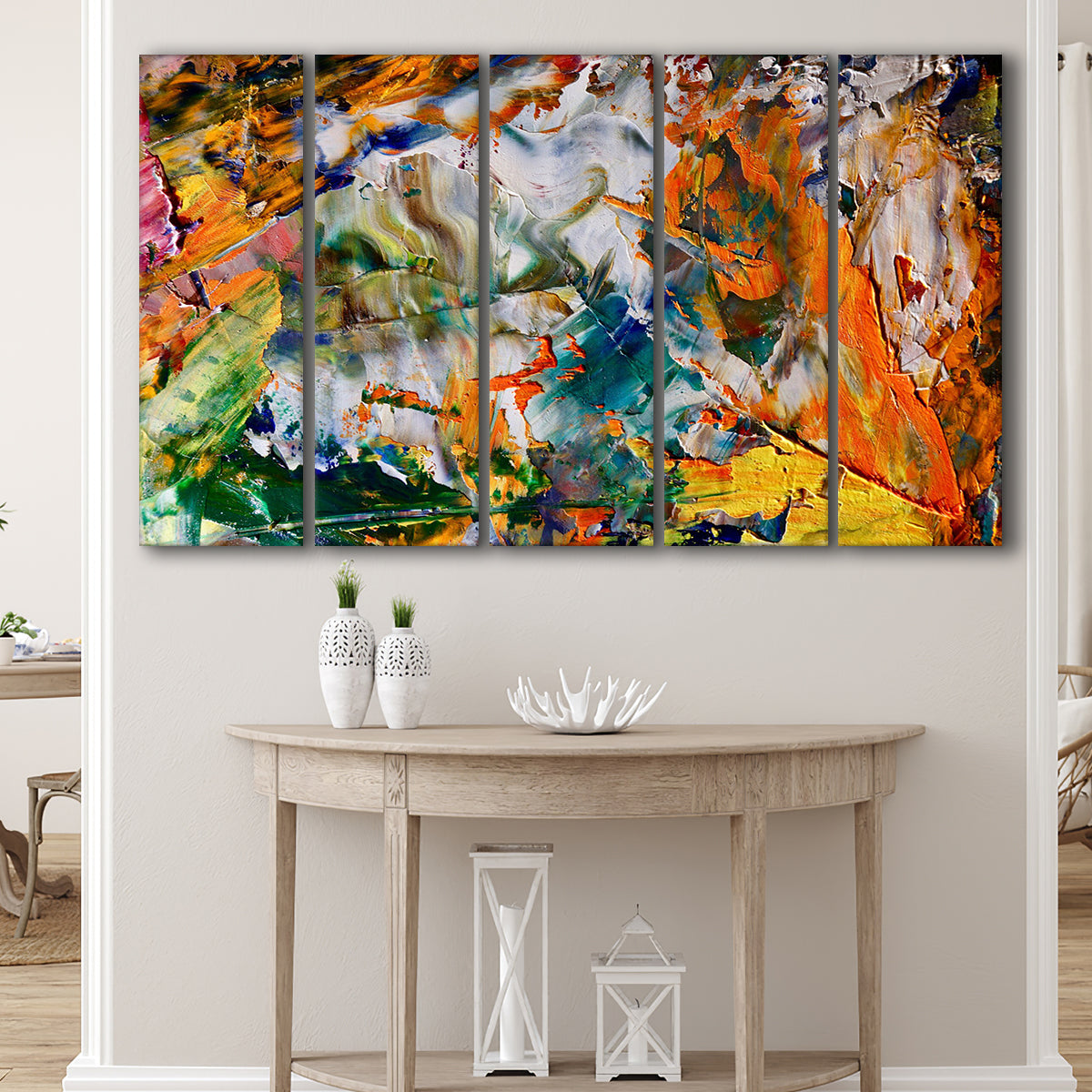 Abstract Art Couple Face Colorful 5 Panels Canvas Prints Wall Art Home –  UnixCanvas