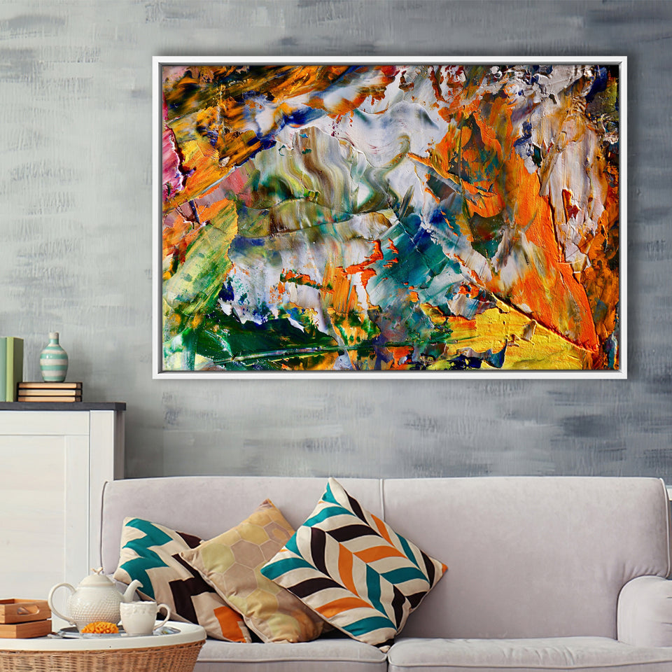 Abstract Canvas Art, Colorful Abstract Oil Painting Framed Canvas Prints Wall Art, Floating Frame, Large Canvas Home Decor