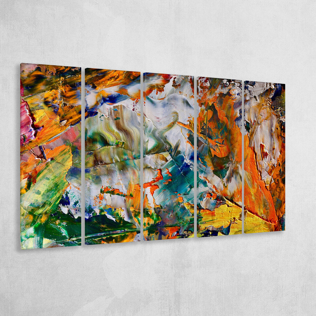 Abstract Canvas Art, Colorful Abstract Oil Painting, 5 Panel B Canvas Prints Wall Art, Extra Large Canvas Decor