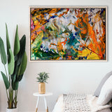 Abstract Canvas Art, Colorful Abstract Oil Painting Framed Canvas Prints Wall Art, Floating Frame, Large Canvas Home Decor