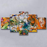 Abstract Canvas Art, Colorful Abstract Oil Painting, 5 Panel Canvas Prints Wall Art,Mixed Canvas, Large Canvas