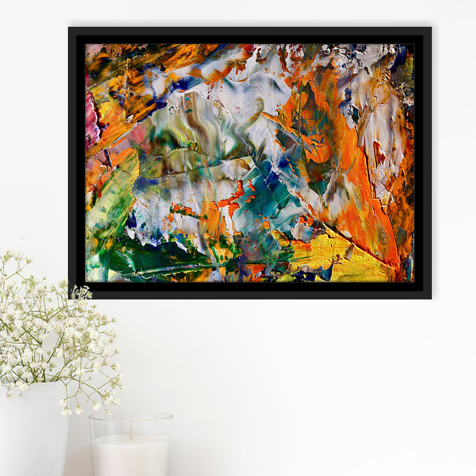 Abstract Canvas Art, Colorful Abstract Oil Painting Framed Canvas Prints Wall Art, Floating Frame, Large Canvas Home Decor