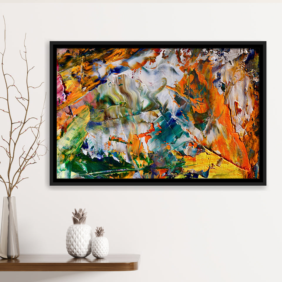 Abstract Canvas Art, Colorful Abstract Oil Painting Framed Canvas Prints Wall Art, Floating Frame, Large Canvas Home Decor