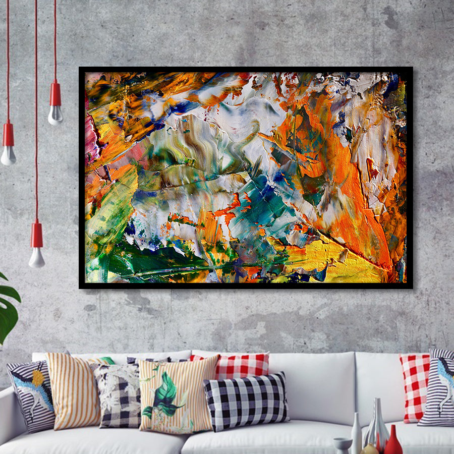 Abstract Canvas Art, Colorful Abstract Oil Painting Framed Art Prints Wall Decor, Framed Picture, Large Art Prints