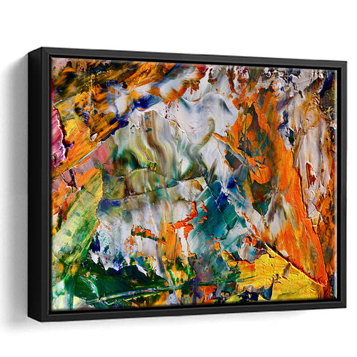 Abstract Canvas Art, Colorful Abstract Oil Painting Framed Canvas Prints Wall Art, Floating Frame, Large Canvas Home Decor