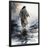 Abstract Christ Walking On Water Inspiring Watercolor, Framed Art Prints Wall Art Home Decor, Ready to Hang