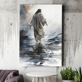 Abstract Christ Walking On Water Inspiring Watercolor, Canvas Prints Wall Art Home Decor, Ready to Hang