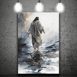 Abstract Christ Walking On Water Inspiring Watercolor, Canvas Prints Wall Art Home Decor, Ready to Hang