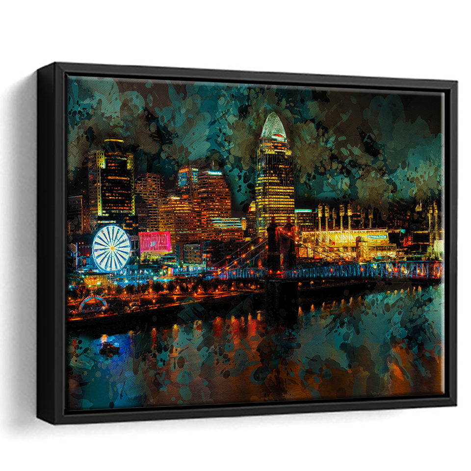 Abstract Cincinnati Framed Canvas Prints Wall Art Decor - Painting Canvas, Framed Picture, Home Decor
