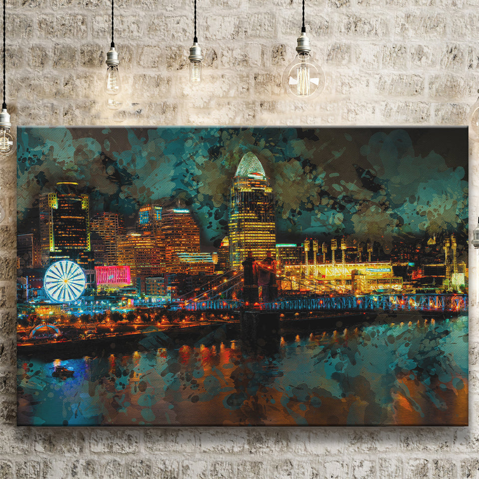 Abstract Cincinnati Canvas Prints Wall Art Decor - Painting Canvas, Art Print, Home Decor, Ready to Hang