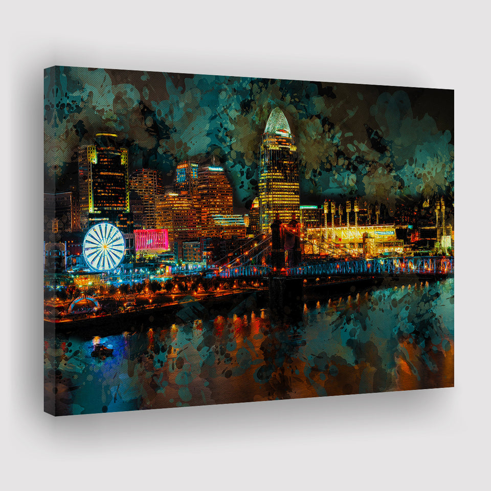 Abstract Cincinnati Canvas Prints Wall Art Decor - Painting Canvas, Art Print, Home Decor, Ready to Hang