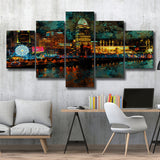 Abstract Cincinnati 5 Pieces Canvas Prints Wall Art Decor - Painting Canvas, Mixed Canvas, Multi Panels