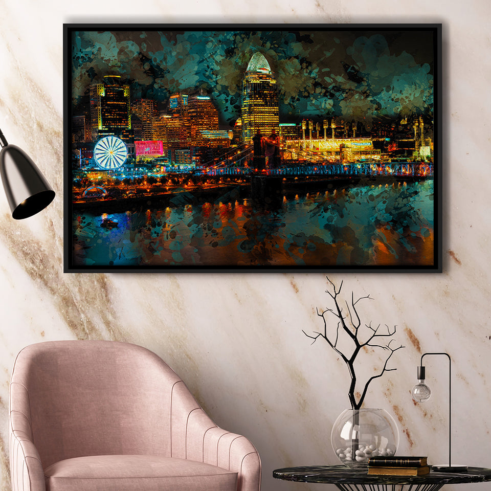 Abstract Cincinnati Framed Canvas Prints Wall Art Decor - Painting Canvas, Framed Picture, Home Decor