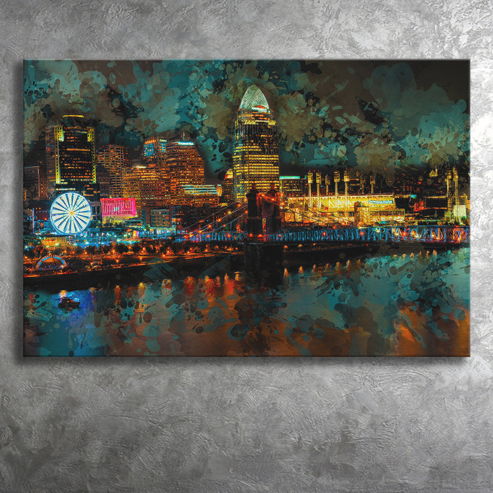 Abstract Cincinnati Canvas Prints Wall Art Decor - Painting Canvas, Art Print, Home Decor, Ready to Hang