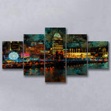 Abstract Cincinnati 5 Pieces Canvas Prints Wall Art Decor - Painting Canvas, Mixed Canvas, Multi Panels