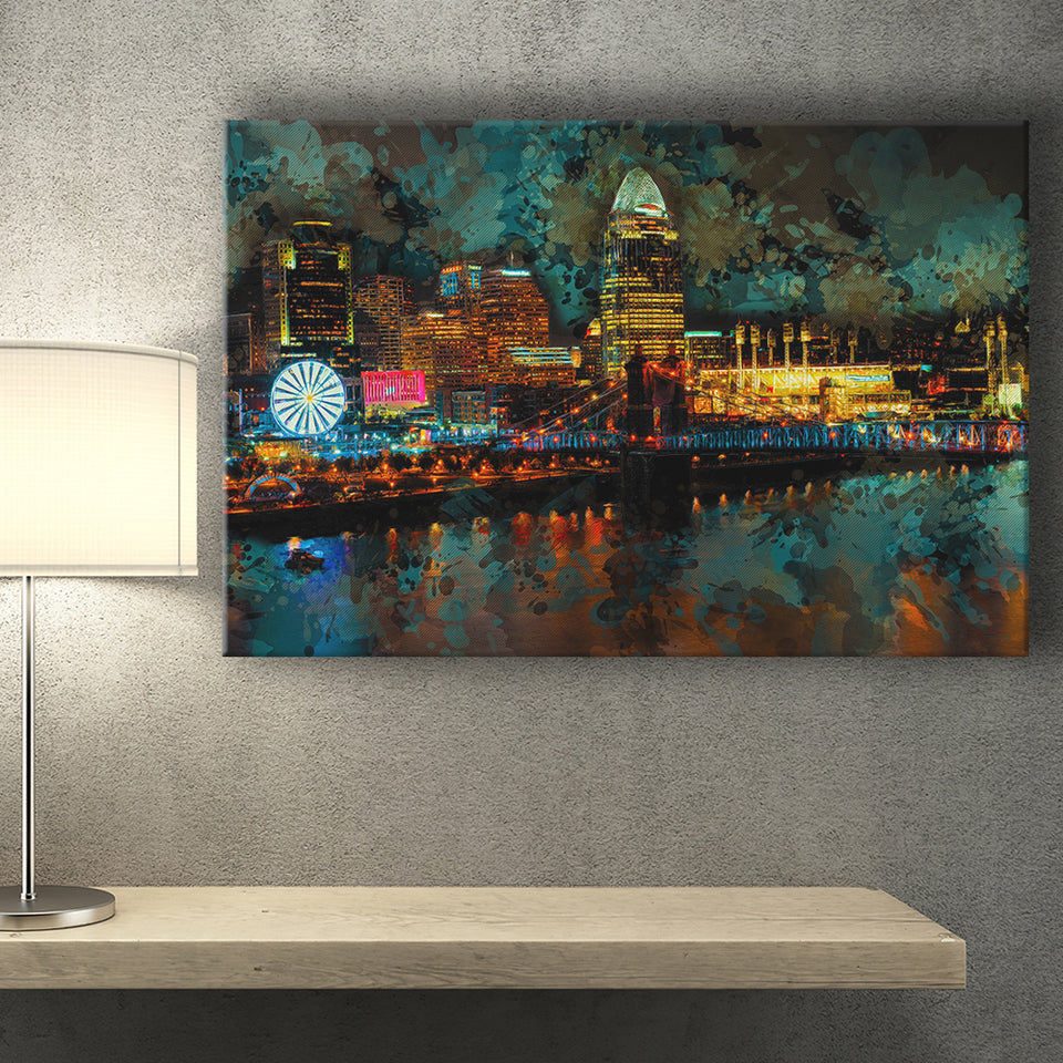Abstract Cincinnati Canvas Prints Wall Art Decor - Painting Canvas, Art Print, Home Decor, Ready to Hang