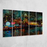 Abstract Cincinnati 5 Piece B Canvas Prints Wall Art Decor, Multi Panels,Large Canvas, Home Decor