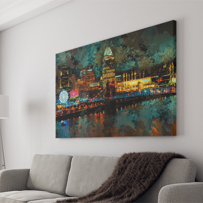 Abstract Cincinnati Canvas Prints Wall Art Decor - Painting Canvas, Art Print, Home Decor, Ready to Hang