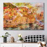 Abstract Cinque Terre Painting Canvas Prints Wall Art Decor - Painting Canvas, Art Print, Home Decor, Ready to Hang