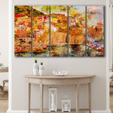 Abstract Cinque Terre Painting 5 Piece B Canvas Prints Wall Art Decor, Multi Panels,Large Canvas, Home Decor