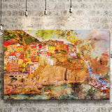 Abstract Cinque Terre Painting Canvas Prints Wall Art Decor - Painting Canvas, Art Print, Home Decor, Ready to Hang