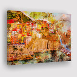 Abstract Cinque Terre Painting Canvas Prints Wall Art Decor - Painting Canvas, Art Print, Home Decor, Ready to Hang