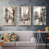 Abstract City Street Set of 3 Piece Canvas Prints Wall Art Decor