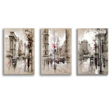 Abstract City Street Set of 3 Piece Canvas Prints Wall Art Decor