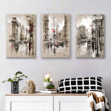 Abstract City Street Set of 3 Piece Canvas Prints Wall Art Decor