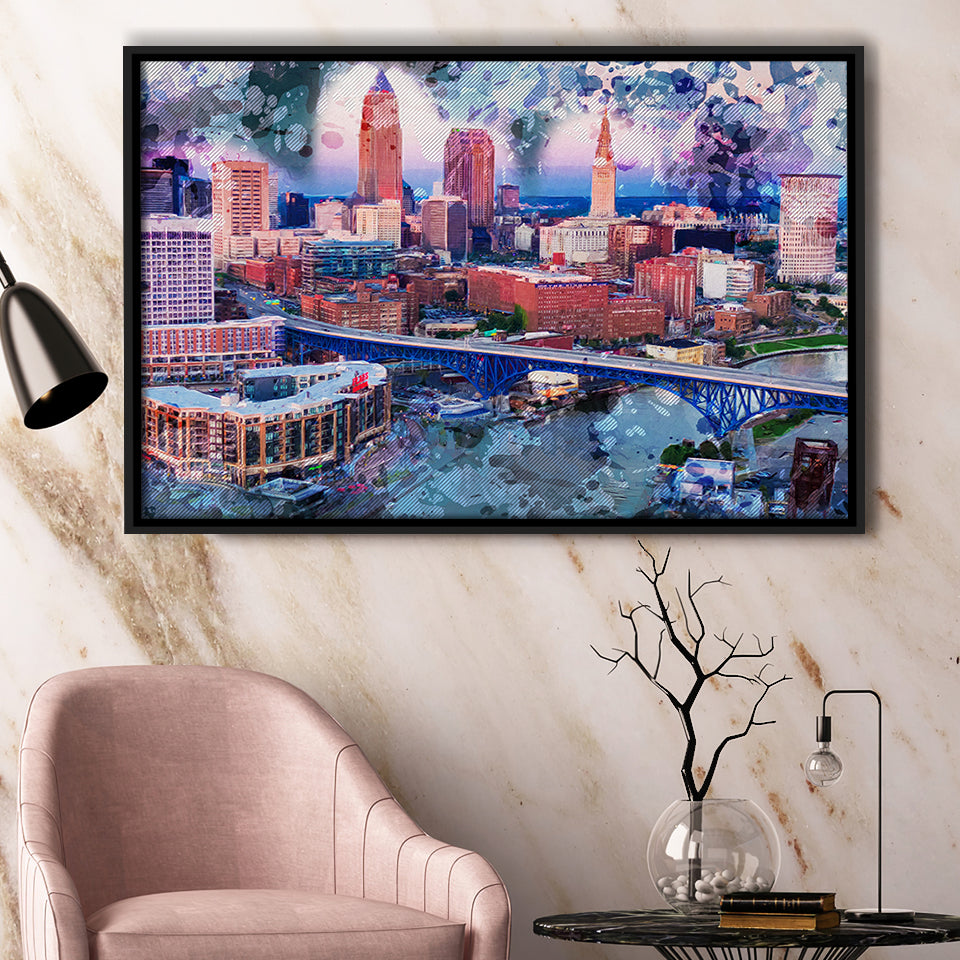 Abstract Cleveland Framed Canvas Prints Wall Art Decor - Painting Canvas, Framed Picture, Home Decor