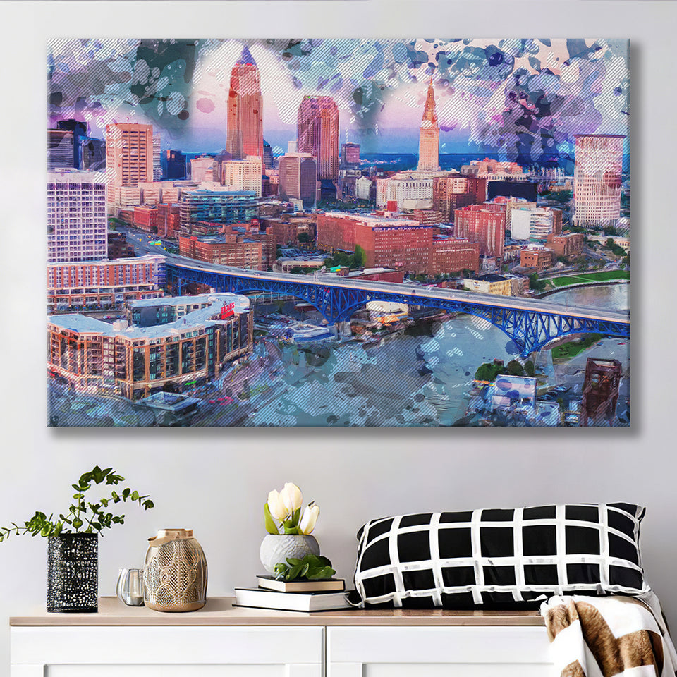 Abstract Cleveland Canvas Prints Wall Art Decor - Painting Canvas, Art Print, Home Decor, Ready to Hang