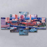 Abstract Cleveland 5 Pieces Canvas Prints Wall Art Decor - Painting Canvas, Mixed Canvas, Multi Panels